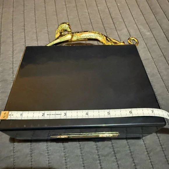 Plastic Black Clutch with Gold Leopard Handle - Picture 8 of 12